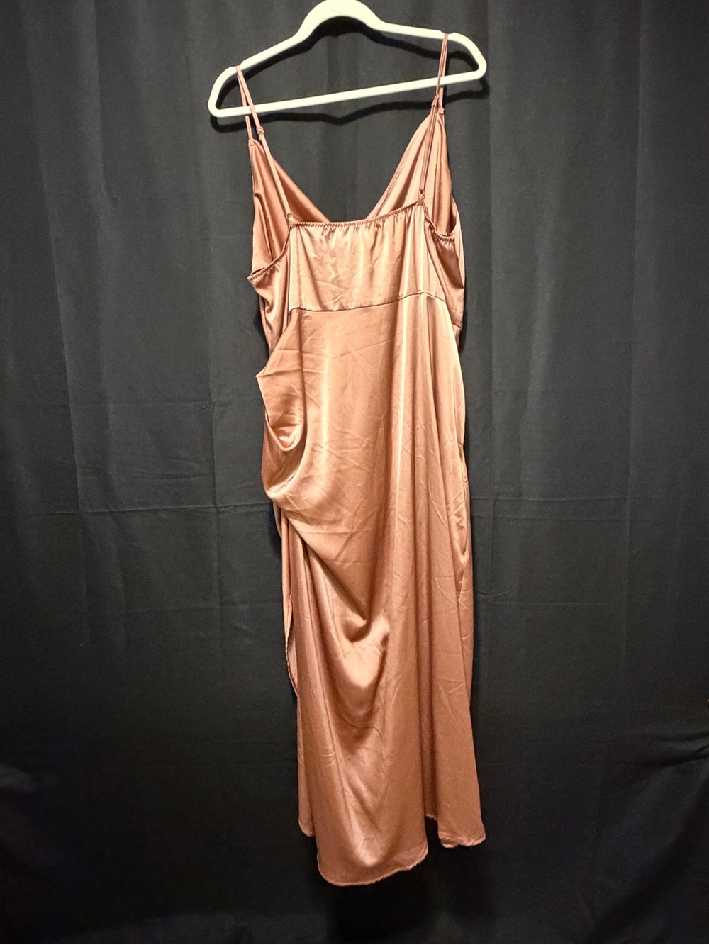 Rust Satin Cowl Neck Midi Dress - Picture 2 of 4